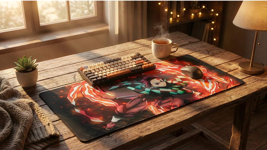 Dance of the Fire God: Crimson Blade - Premium Gaming Desk Mat (4mm)