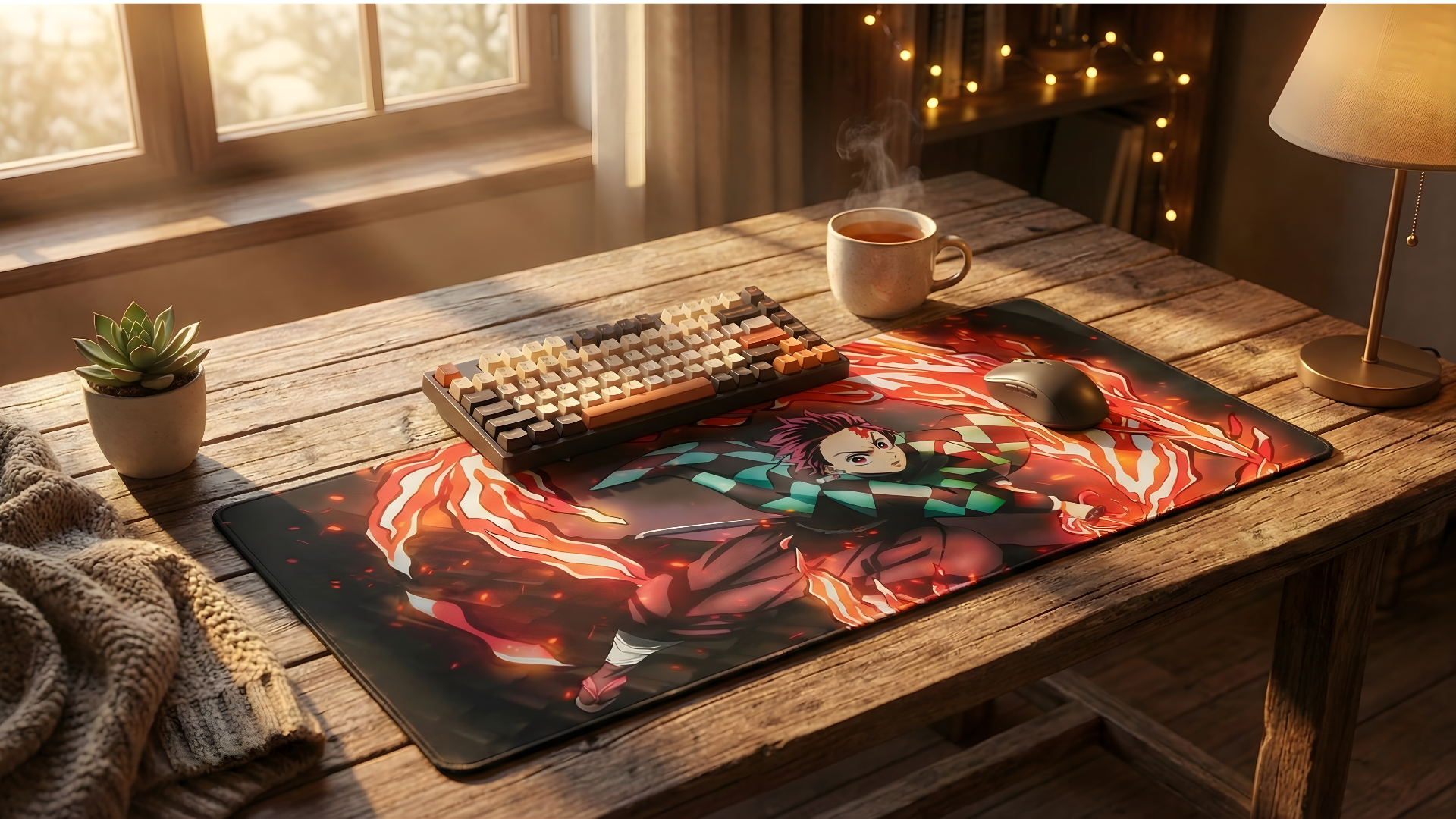 Dance of the Fire God: Crimson Blade - Premium Gaming Desk Mat (4mm)
