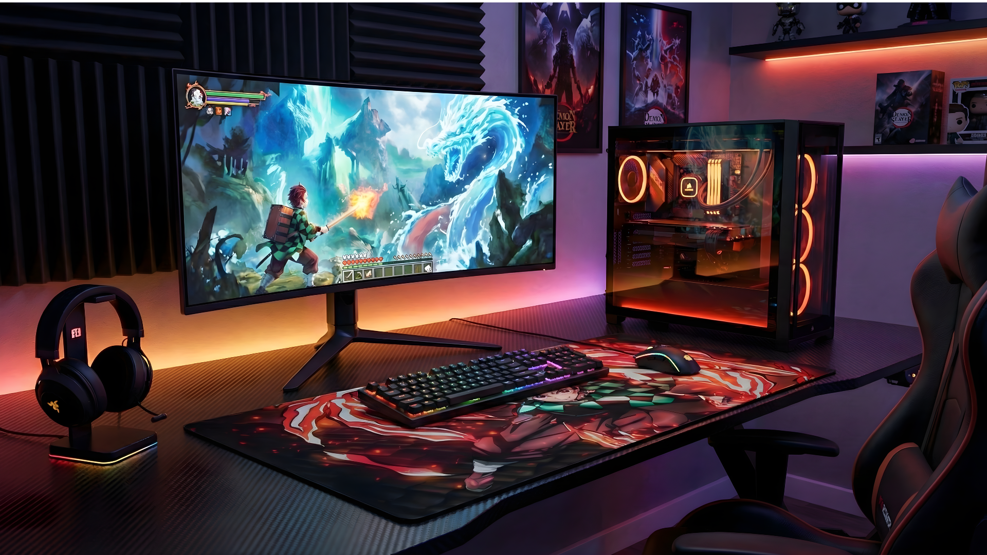 Dance of the Fire God: Crimson Blade - Premium Gaming Desk Mat (4mm)