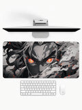 Crimson Fury anime-inspired deskmat featuring intense character artwork with glowing crimson eyes