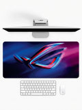 Cyber Blade deskmat featuring futuristic neon gaming-inspired artwork in blue and pink tones