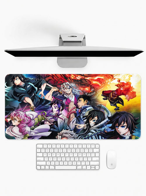 Eternal Legends anime-inspired deskmat featuring legendary warrior character artwork and stitched edges