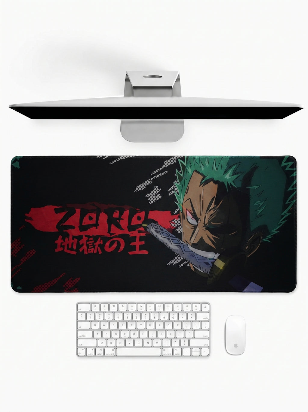 King of Hell deskmat featuring a legendary swordsman with dark anime artwork