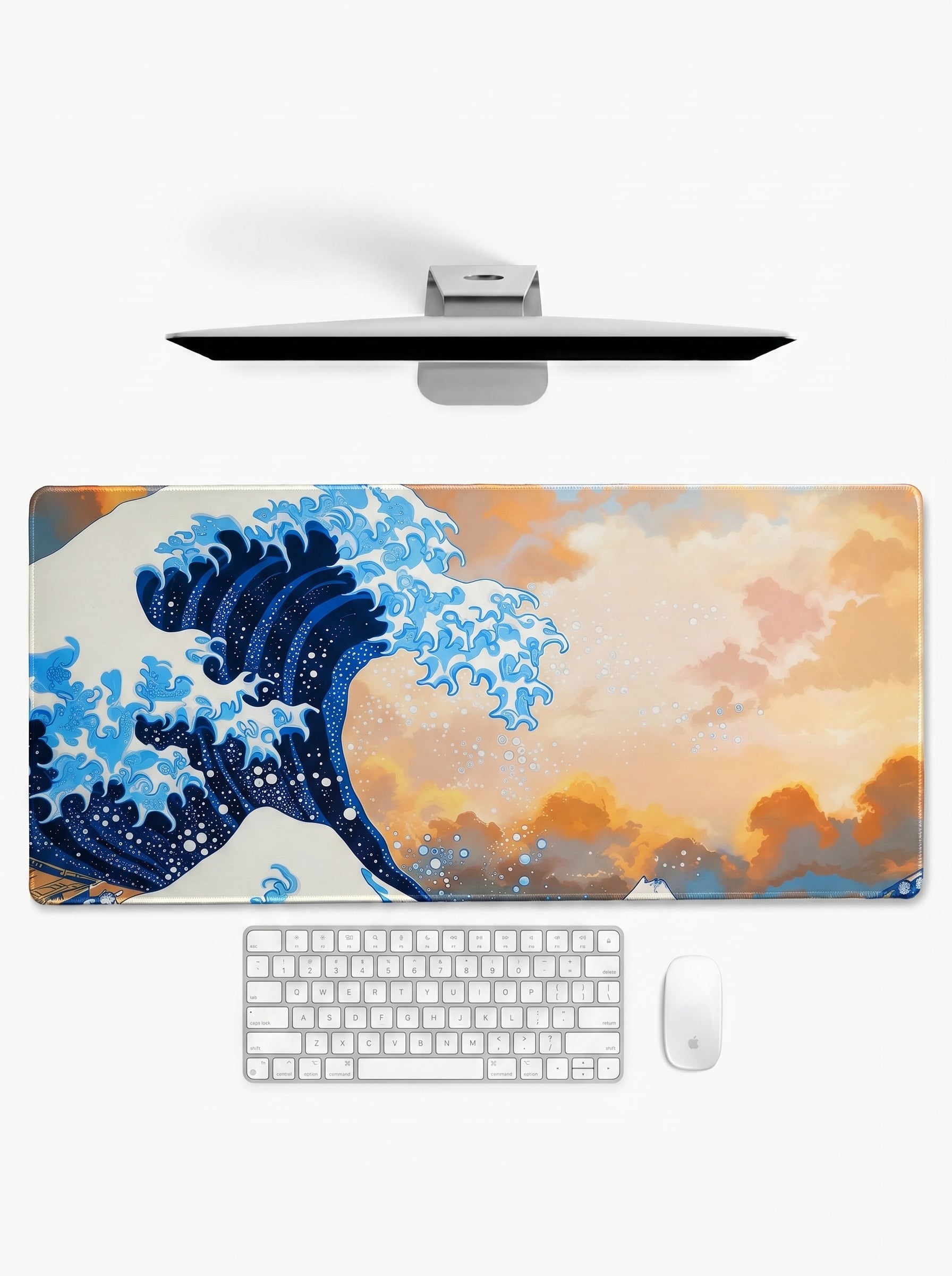 Midnight Vaporwave XL deskmat featuring colorful retro landscape artwork