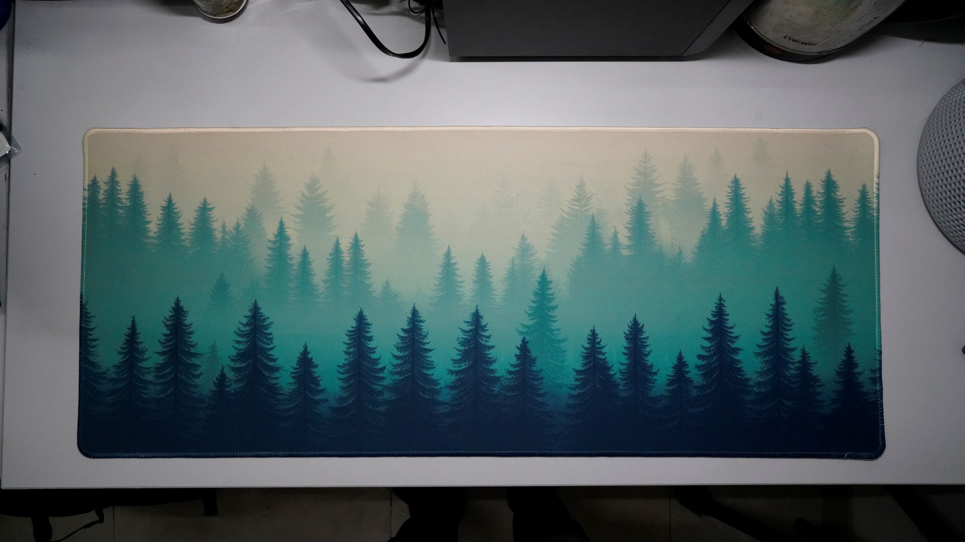 Serene Forest XXL Desk Pad – High-Precision Surface with Stitched Edges