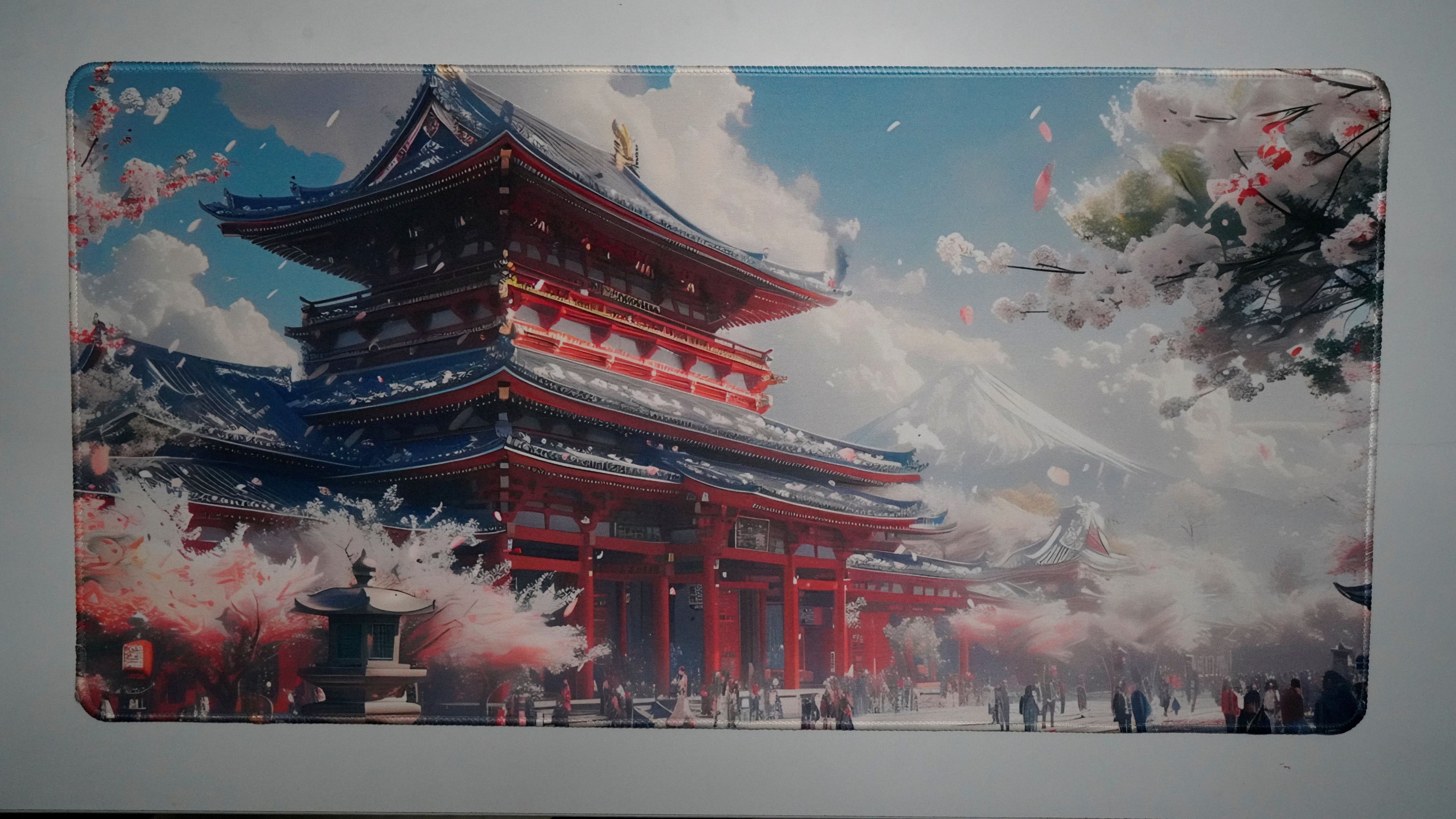 Sakura Serenity: Fuji Temple Shrine - Premium Desk Mat (4mm)
